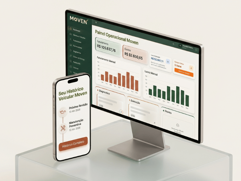 Sistema Moven ERP para oficinas mecânicas
